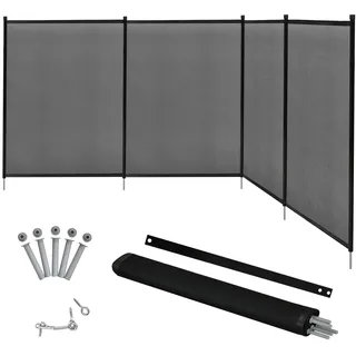 SOARS Poolzaun 360 x 125 cm, 4er Poolschutzzaun faltbar | Steckzaun kindersicher mit Edelstahl-Füße, dekorative Gartenzaun inkl. Bohrschablone, für Schwimmbad, Garten, Teich & Balkon