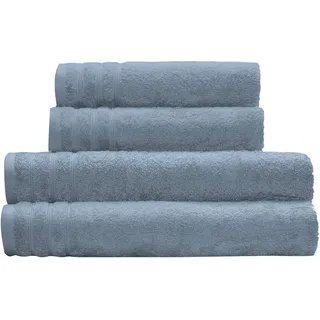 Kleine Wolke Handtuch Set Royal, 4 Stück (2 Handtücher 50/100 cm + 2 Duschtücher 70/140 cm), Frottier (Set, 4-St), Uni Farben, mit Bordüre, weich, in verschiedenen Sets erhältlich blau