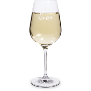 printplanet® Graviertes Weißweinglas - Leonardo® Weinglas mit Gravur (mit Name oder Text personalisiert) - Design Sterne