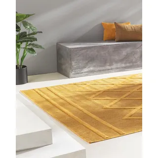 benuta Nest In- & Outdoor Teppich Bonte - Gelb 120x170 cm - Strapazierfähig & Pflegeleicht - Für Balkon, Terrasse, Garten - Küchenteppich & Wohnzimmerteppich - Geometrisch, Boho-Style, Hygge Cozy