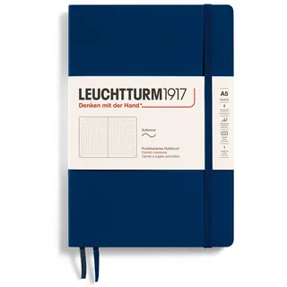 Leuchtturm1917 362850 Notizbuch Medium (A5), Softcover, 123 nummerierte Seiten, Marine, Dotted