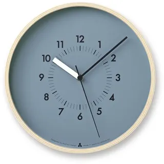 Lemnos Wanduhr Awa Clock-Soso/Designer Wanduhr ohne Tickgeräusche aus Japan/Wanduhr modern mit schleichender Sekunde/Küchenuhr, Uhr Wohnzimmer/Clock – Farbe blau