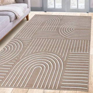 Teppich OTTO HOME "Lysandra" Gr. 7, beige (creme), B:240cm H:8mm L:320cm, Kunstfaser, Teppiche, Teppich, 3D-Effekt, softer Kurzflor, pflegeleicht, leichter Glanz, Scandi-Look
