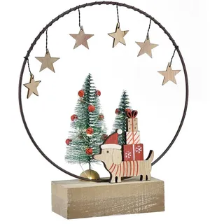 Florists Products Weihnachtsmann Dekoring Holz Metall Weihnachten Hund Tannenbaum Ø21cm H25cm