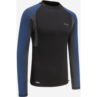 UV-Shirt langarm Herren 500 schwarz/blau, blau|grau|schwarz, XS