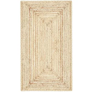 MARRAKESCH Handgewebter Jute Teppich Läufer Nora 110 x 60 cm groß | Teppichläufer geflochten als Fußmatte vor der Haustür innen oder draußen | Küchenläufer im Flur Badezimmer oder Küche
