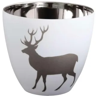 ASA Xmas Windlicht Hirsch Weiss/Silber Porzellan