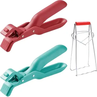 Antibrew Clips und Schüsselclip - Kreatives Küchenzubehör - Set von 3 - Rot und Grün - Langlebiges Plastik