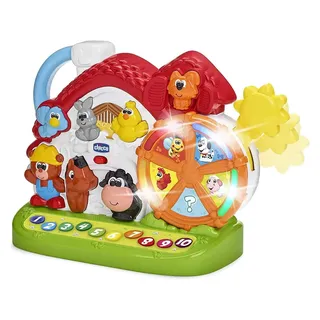 Chicco Talking Farm Zweisprachiges Spanisch/Englisches Aktivitätszentrum, Tierfarm mit Lichtern und Geräuschen, 3 Spielmöglichkeiten, elektronisches Lernspielzeug – Baby- und Kinderspielzeug