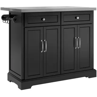SoBuy Küchenwagen mit 2 Schubladen Schwarz 107x71x92cm Modern
