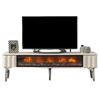JVmoebel Sideboard Weiße TV-Sideboard Metall Luxusmöbel Kamin Wohnzimmer neu (1 St., Sideboard), Made in Europa weiß