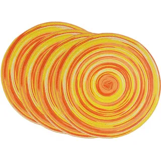 SCF2017 Platzdeckchen Tischset Platzset aus gewebtem Baumwollgarn, rund, hitzebeständig, 30 cm, 4er-Set, Gelb + Orange