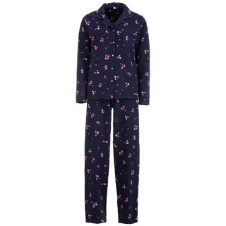 zeitlos Pyjama Blumen Thermo Schlafanzug blau XXL