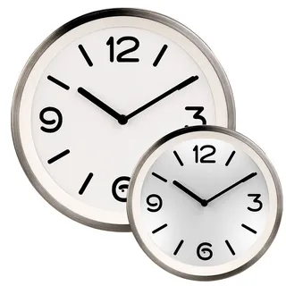St. Leonhard Quarzwanduhr: Edelstahl-Quarz-Wanduhr mit Zifferblatt-Beleuchtung und Lichtsensor (Wanduhr Licht)