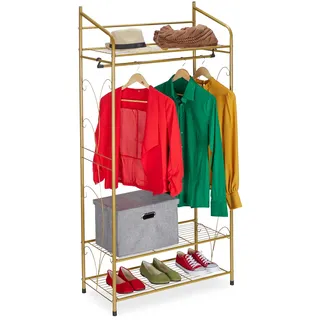 Relaxdays Garderobenständer Vintage 161 x 78 x 36 cm Gold