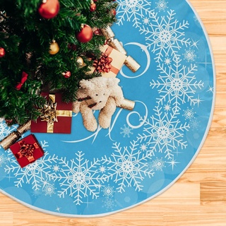 Weihnachtsbaum-Rock, 119,9 cm, Weihnachtsbaummatte, Rock für Weihnachtsdekoration, Schneeflocke, Blau A1R764