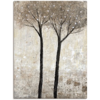 Wandbild ARTLAND "Blühender Baum II" Bilder Gr. B/H: 60 cm x 80 cm, Leinwandbild Bäume Hochformat, 1 St., grau Kunstdrucke