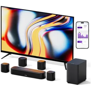 Ultimea Aura A40 Lautsprecher 7.1-Kanal Virtuelles Surround-Soundbar (330 W, Verkabelter Subwoofer, 4 verstellbare Surround-Lautsprecher) schwarz