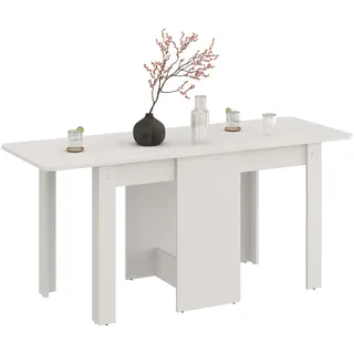 KOMTO Esstisch Klappbar – Klapptisch Weiß, Küchentisch für 2-4 Personen, Ausklappbarer Tisch für kleine Räume | Dining Table MOVA 163 x 60 x 72,6 cm