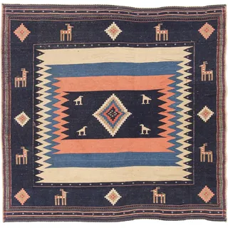 Nain Trading Orientteppich Kelim Fars 157x150 Handgewebter Orientteppich / Perserteppich, quadratisch, Höhe: 5 mm schwarz