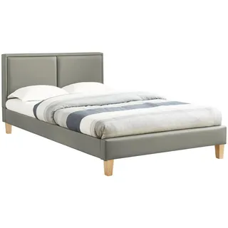 CARO-Möbel Polsterbett Doppelbett Celine grau, 120 x 200 cm, inklusive Lattenrost Kunstlederbezug