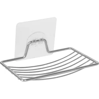 2 Stück Seifenschale aus Edelstahl, Schwammhalter mit Ablauf, Seifenhalter Edelstahl Wandmontage, Selbstklebende Seifenschale mit Haken ohne Bohren, für Badezimmer, Küche
