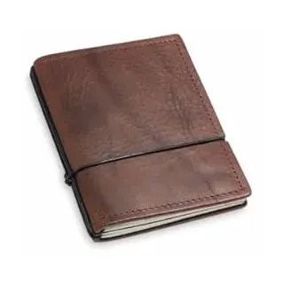 X17 Notizbuch A7, braun "kastanie", aus Leder. Austauschbare Notizhefte (blanko, kariert) mit Doppeltasche, Made in Germany