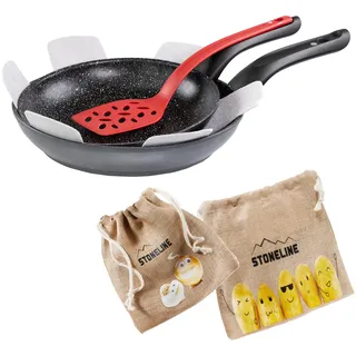 STONELINE® 6 tlg. Pfannenset + Jutesäckchen, Pfannenwender & Pfannenschützer