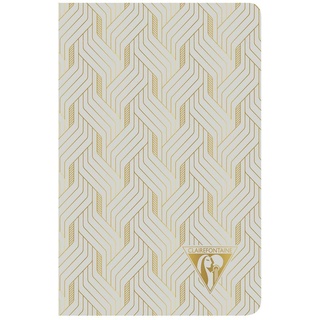 Clairefontaine 193696C Notizbuch Neo Deco Frühlings Sommer Kollektion, mit Fadenbindung, 9 x 14cm, 48 Blatt, liniert, 90g, elfenbeinfarbiges Papier, 1 Stück, Perlgrau