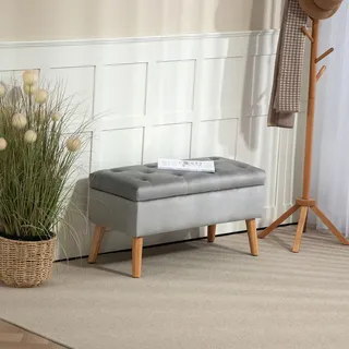 Homcom Polsterbank Samt Grau 80 x 35 x 42 cm