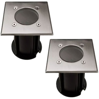 Bodeneinbaustrahler Aussen GU10 Terrassenboden Beleuchtung Bodeneinbauleuchte Außen, Fernbedienung dimmbar, Edelstahl stoßfest, RGB LED 4W 220Lm, LxBxH 11x12 cm, 2er Set
