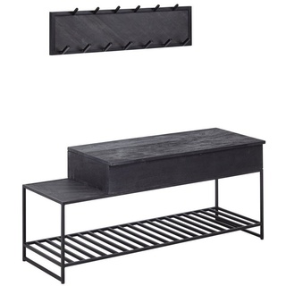KADIMA DESIGN Garderobe Garderoben-Set aus Mango Massivholz, moderner Industrial-Style schwarz