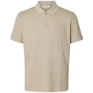 SELECTED HOMME Poloshirt SLHFAVE STRUCTURE SS POLO - Poloshirt Kurzarm beige XXL (56)