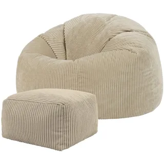 I.C.O.N. icon Sitzsack, Beige, Kunststoff, 240 L, 1-Sitzer, Rund, 85x50x85 cm, Hergestellt in Deutschland, Oeko-Tex® Standard 100, Wohnzimmer, Hocker, Sitzsäcke, XXL Sitzsäcke