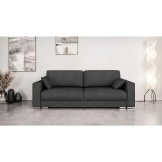 Home affaire 3-Sitzer Stevinson Schlafsofa mit Bettkasten, Maße B/H/T: 229/87/97 cm, mit Wellenunterfederung, 2 Rückenkissen und 2 Zierkissen schwarz
