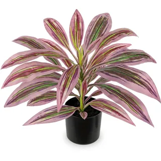 Oairse 48 cm Kunstpflanze Dracaena im Topf mit schwarzem Topf künstliche Dracaena-Pflanze, künstliche Tropische Pflanzen für Badezimmer, Wohnzimmer, Büro, Schreibtisch, Regal