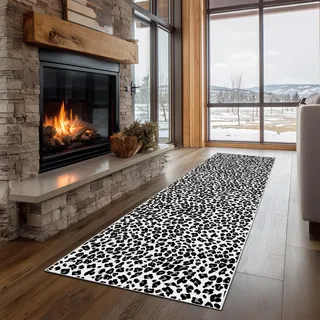 Dppyuxa Tiermuster Leopardenmuster Küchenläufer Wild Leoparden Waschbar | und rutschfest Teppich Läufer für Küche und Flur Modisch Tierhaut Küchenteppich Maschinenwaschbar Schmutzabweisend 60x120 cm