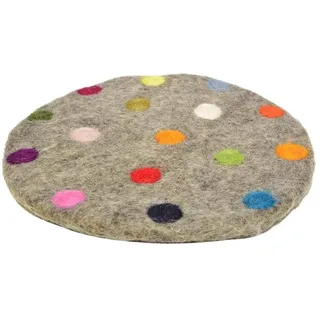 Frida Feeling Topfuntersetzer Spotty aus Filz mit bunten Tupfern | Ø ca. 20 cm (Grundfarbe: grau)