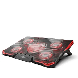 inca INC-611GMS - Laptop Kühler, Laptop Kühlpads für 14-17 5 Lüfter mit LEDs, 2200 RPM, Schwarz, Rot