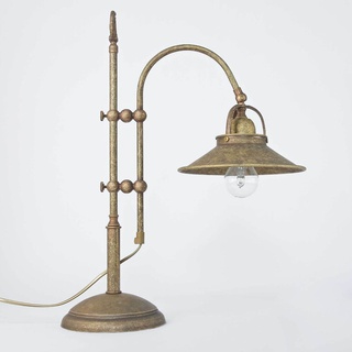 Tischlampe Antik Bronze Echt-Messing Industrie Vintage Handarbeit Premium Tischleuchte Beistelltisch Nachttisch