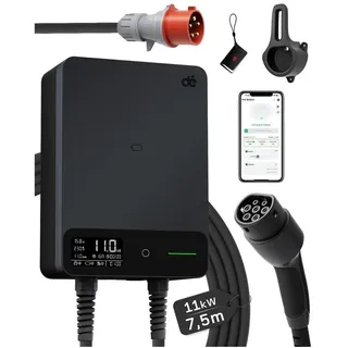dé Ladestation 11 kW Wallbox Typ 2 (11 kW, 16 A) 7,5 m Kabel