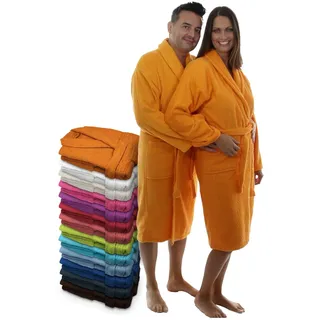 LEBENGOOD Bademantel für Damen, Herren, Unisex, Frottee 100% Baumwolle 400 gr, Flauschig, Kuschelig, Bunt, Leicht, Lang Kurz, Dusche, Größen Weicher Morgenmantel (XXL, Orange) - XXL