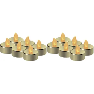 EMOS LED-Teelichter gold, 6 Stück flammenlose Kerzen mit Flacker-Effekt, Dekoration für Weihnachten, Weihnachtsbaum, Allerheiligen, IP20 Innen, Batterie, warmweiß, DCCV13 (Packung mit 2)