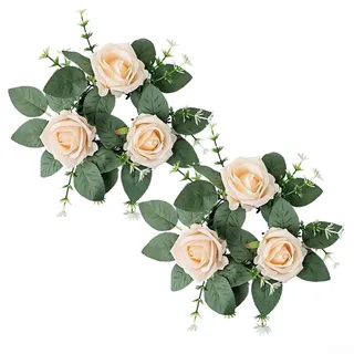 Exquisite Färbetechnologie, handgefertigter künstlicher Rosenkranz, Kerzenring, elegant und realistisch (für Champagner)