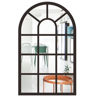CULASIGN Wandspiegel mit Fensteroptik, 27x42cm, Vintage Bogen Spiegel Fensterspiegel Dekospiegel Dekorativer Hängespiegel für Flur, Schlafzimmer, Wohnzimmer (Schwarz,MZ420)