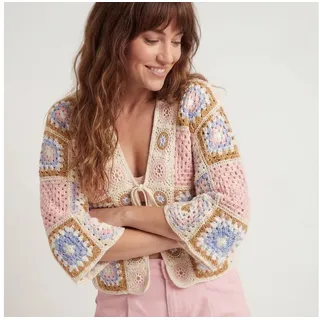 OriginalYou Strickjacke Damen Häkel Jacke Sommerjacke Strick Bolero One Size 38-42 (38/40 relaxed, 40/42 regular), Vintage Sommerlook rosa