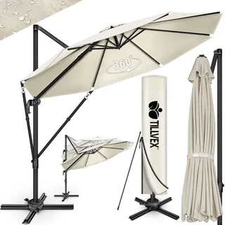 tillvex Premium Alu Sonnenschirm Ø 330 cm Beige