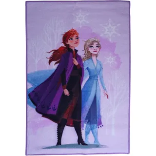 Disney Home Kinderteppich - Offiziell lizenzierter Kinderspielteppich für Kinderzimmer, Spielzimmer - rutschfeste und waschmaschinenfeste Spielmatte für Kinder, Frozen Teppich 80 x 120 cm