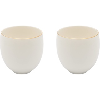 2-teilige Teebecher im Set Porzellan weiß mit Goldrand - klassische Teetassen mit je 280 ml Fassungsvermögen