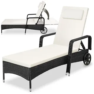 Tectake Rattan Sonnenliege 200 x 70 x 33 cm Schwarz